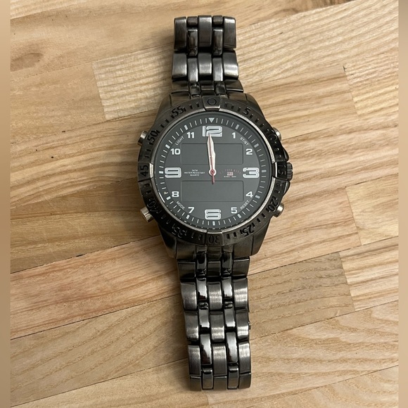 U.S. Polo Assn. Mens Watch Analog and Digital Light Stop Clock Gray Metal Band - Picture 6 of 12